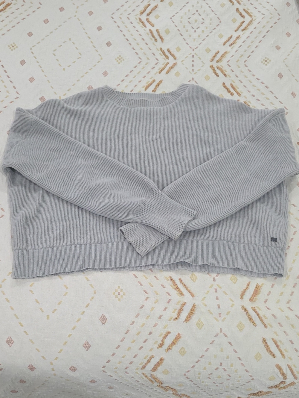 Light Grey Ribbed Crewneck Sweater